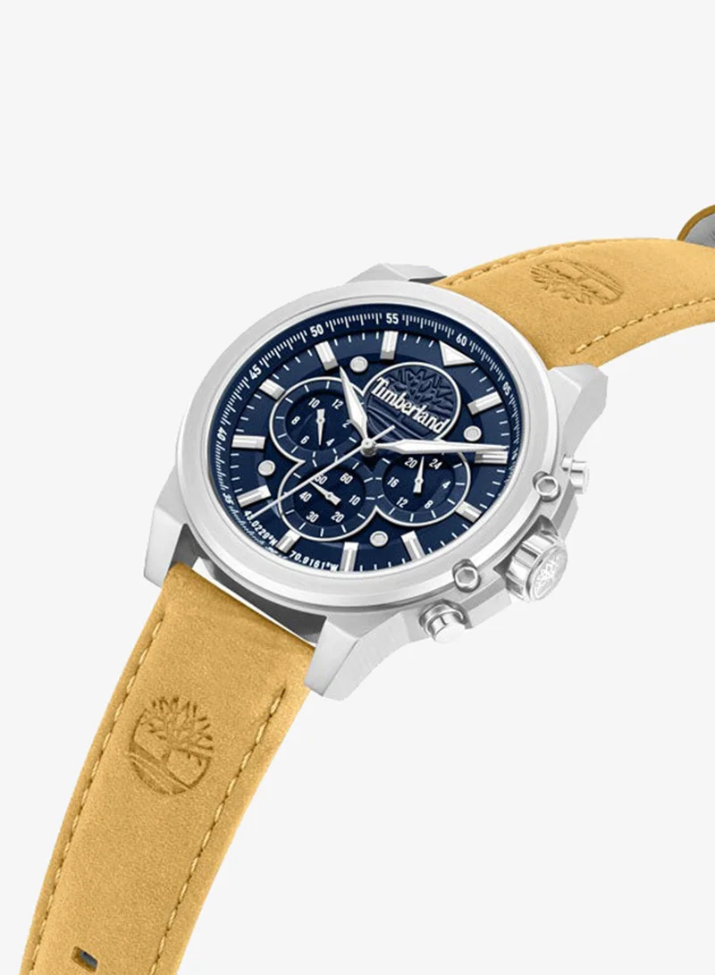 Timberland Fast Strike Blue Dial Leather Strap Multifunction Watch for Men, 46mm