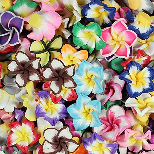 RUBYCA Mix Polymer Fimo Clay 5-Leaves Flower Spacer Loose Beads 15mm for DIY Jewelry Making 200pcs - Image 1