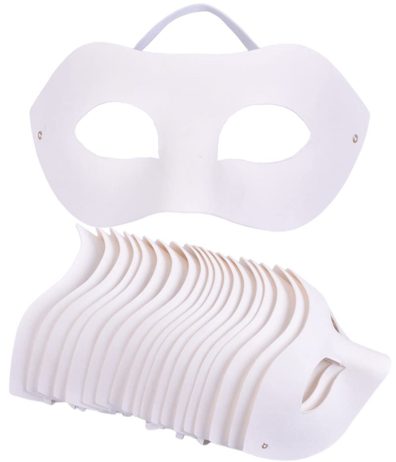 RUSVNO 20 Pieces Paper Mache Art Masks DIY Blank Paintable Paper Mask White Masquerade Masks - Image 1