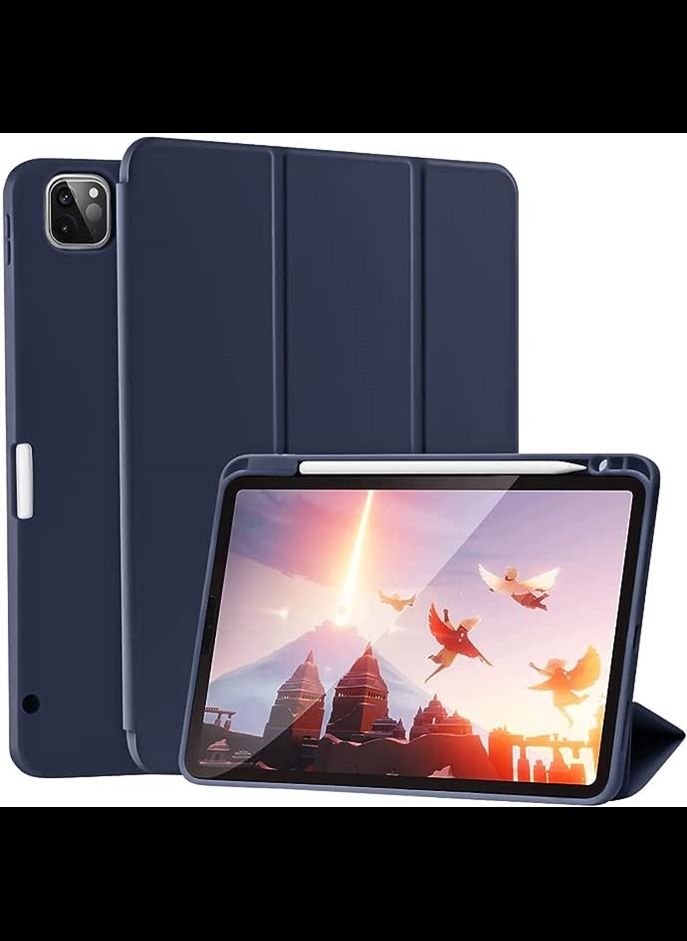 Case for iPad Pro 11 Inch 2021(3rd Gen)/2020(2nd Gen) with Pencil Holder [Support iPad 2nd Pencil Charging/Pair] Slim Trifold Stand, Smart Protective Case Cover, Auto Wake/Sleep, (Navy Blue)