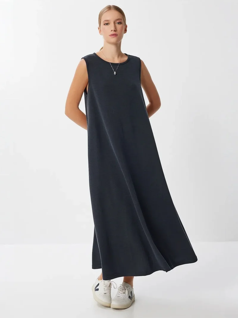 Happiness İstanbul ISTANBUL Casual Loose Fit Midi Dress with Pockets