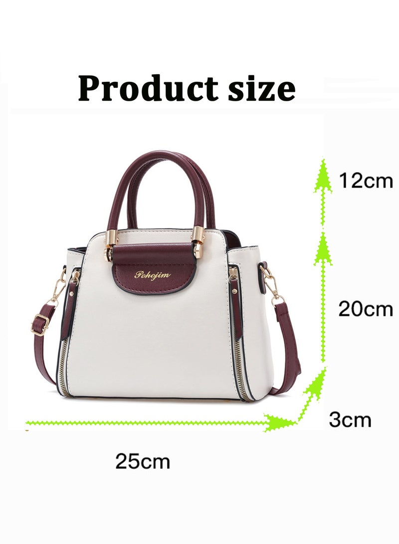 pohojim Women's Versatile Contrast Color Crossbody Bag, PU Leather Crossbody Bag Ladies Large Capacity Shoulder Bag Handbag Tote Bags Clutch Bag, Fashion Daily Commuting Sling Bag Side Bag - Image 3