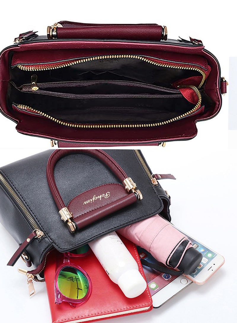 pohojim Women's Versatile Contrast Color Crossbody Bag, PU Leather Crossbody Bag Ladies Large Capacity Shoulder Bag Handbag Tote Bags Clutch Bag, Fashion Daily Commuting Sling Bag Side Bag - Image 5