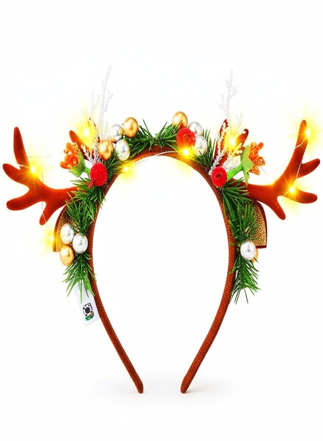 JONKY Christmas Headband Light up Reindeer Antlers Headpiece Xmas Party Costume Hair Accessories for Women - Image 1