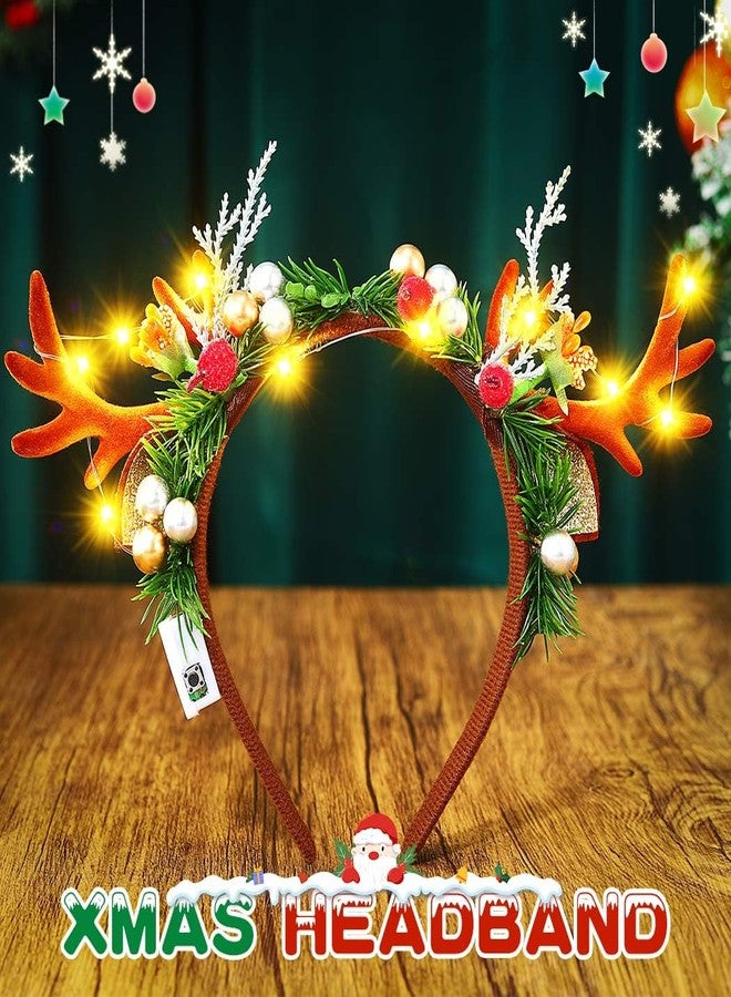 JONKY Christmas Headband Light up Reindeer Antlers Headpiece Xmas Party Costume Hair Accessories for Women - Image 3