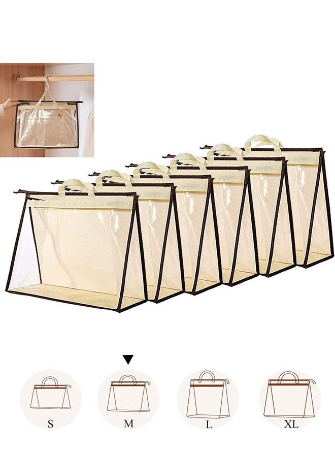 YelaJoy Handbag Storage Organizer,Non-Woven Transparent Dust-proof Homewares Purse Wallet Closet Storage Bag with Zipper and Handle,6Pack,39cmX28cm  - Image 1