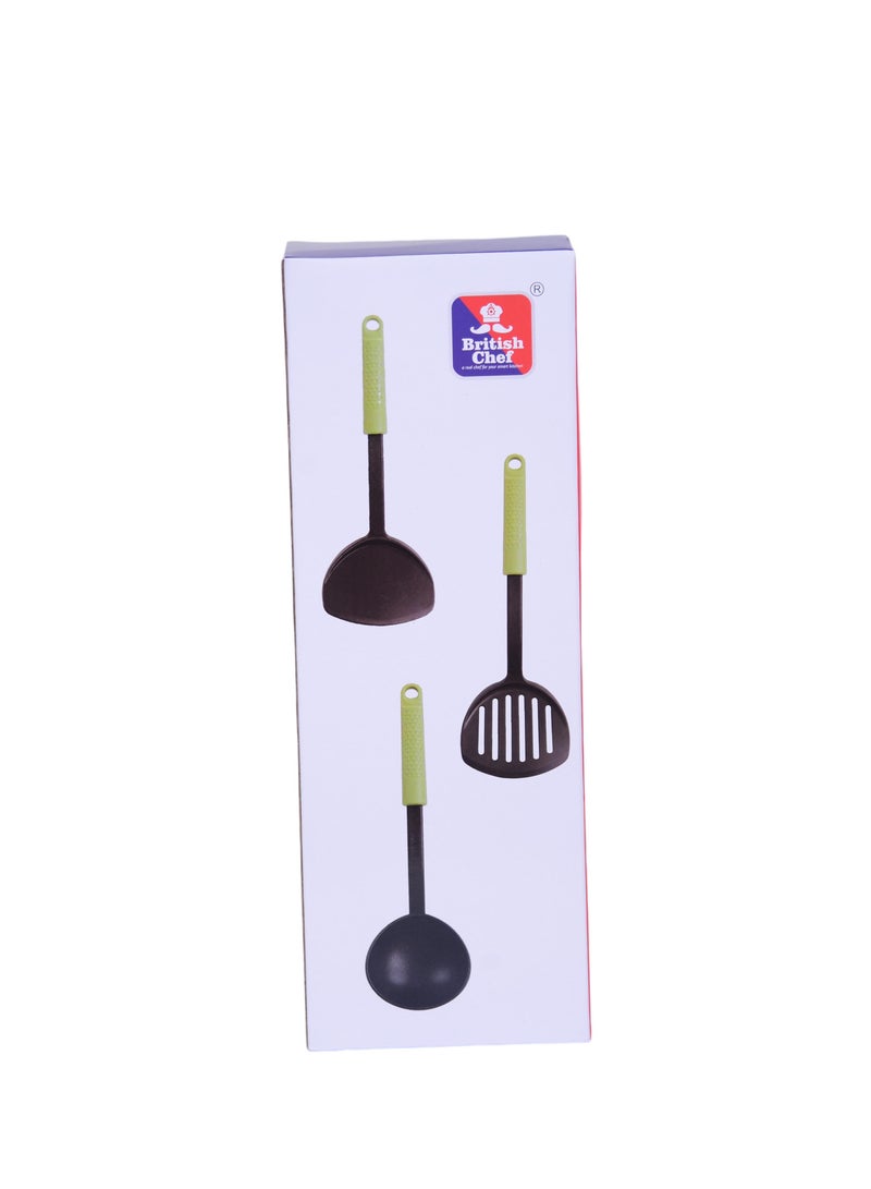 British Chef 6Pcs Kitchen Utensils Spoon Set | Non-Stick Utensils Set | Non-Toxic Heat Resistant | Soft Nylon Utensils Set | Ladle, Skimmer, Spoon, Turners, Pasta Server Set | Baking or Cooking | BC312 - Image 2