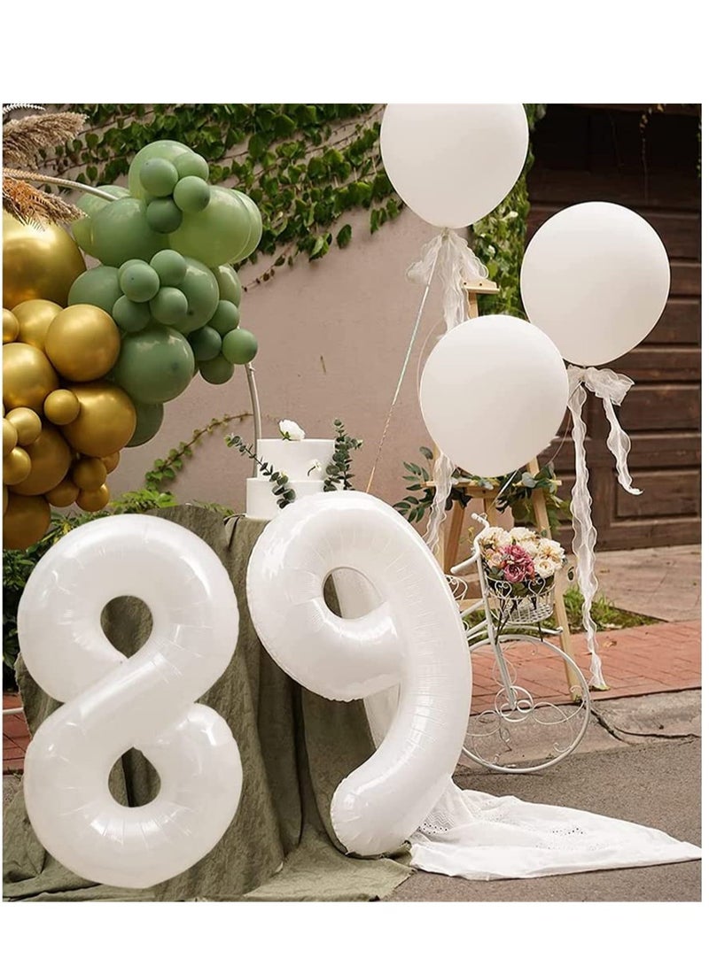 Zikra بالونات حروف رقمية 40 بوصة بالون فويل مايلار لحفلات الزفاف وحفلات توديع العزوبية وأعياد الميلاد وحفلات الاستحمام العرائسية والتخرج والاحتفالات السنوية يمكن أن تطير بالهيليوم رقم 8 أبيض - Image 3
