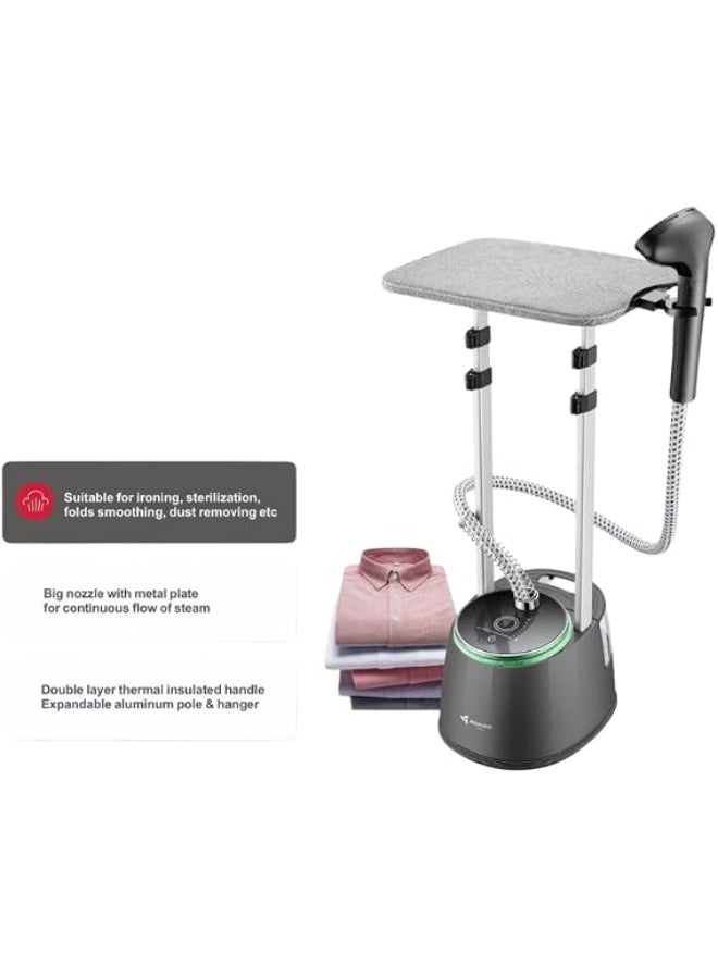 MEBASHI ME-GST823 Garment Steamer 2000W with Digital Touch Screen, 1.6L Water Tank, 8 Heat Settings, LED Display, Fast Heat-Up Fabric Steamer for Clothes, Curtains & Upholstery with Accessories - Image 2