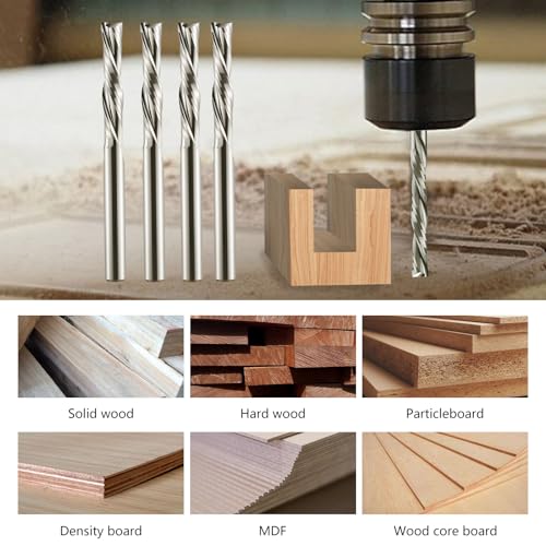 Hozly Downcut Bit 1/8" Shank Down Cut Spiral CNC Router Bits End Mill Tungsten Carbide Milling Cutter Set 5 Pack - Image 4
