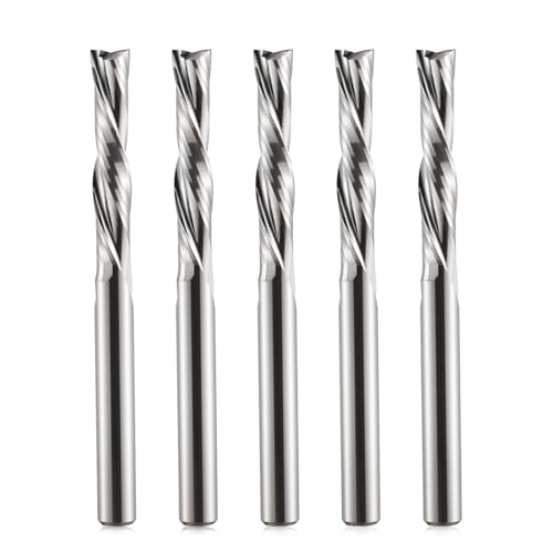 Hozly Downcut Bit 1/8" Shank Down Cut Spiral CNC Router Bits End Mill Tungsten Carbide Milling Cutter Set 5 Pack - Image 1
