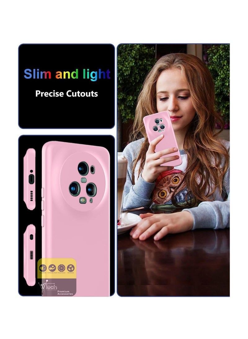 Wtech Liquid Silicone Ultra Thin TPU Phone Case Cover For Honor Magic 5 Pro 5G 2023 Pink - Image 3