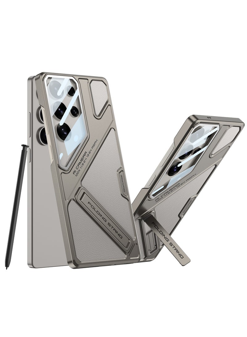GKK Stylish Protective Case Compatible with Samsung Galaxy S25 Ultra 6.9 inch (2025) , Hard Polycarbonate and Leather All in 1 [Lens Protection & KickStand Holder], Full-Cover, Anti-Drop, All-Round Protection Phone Cover with Pen Slot Design - Pen Not Included  - Image 1