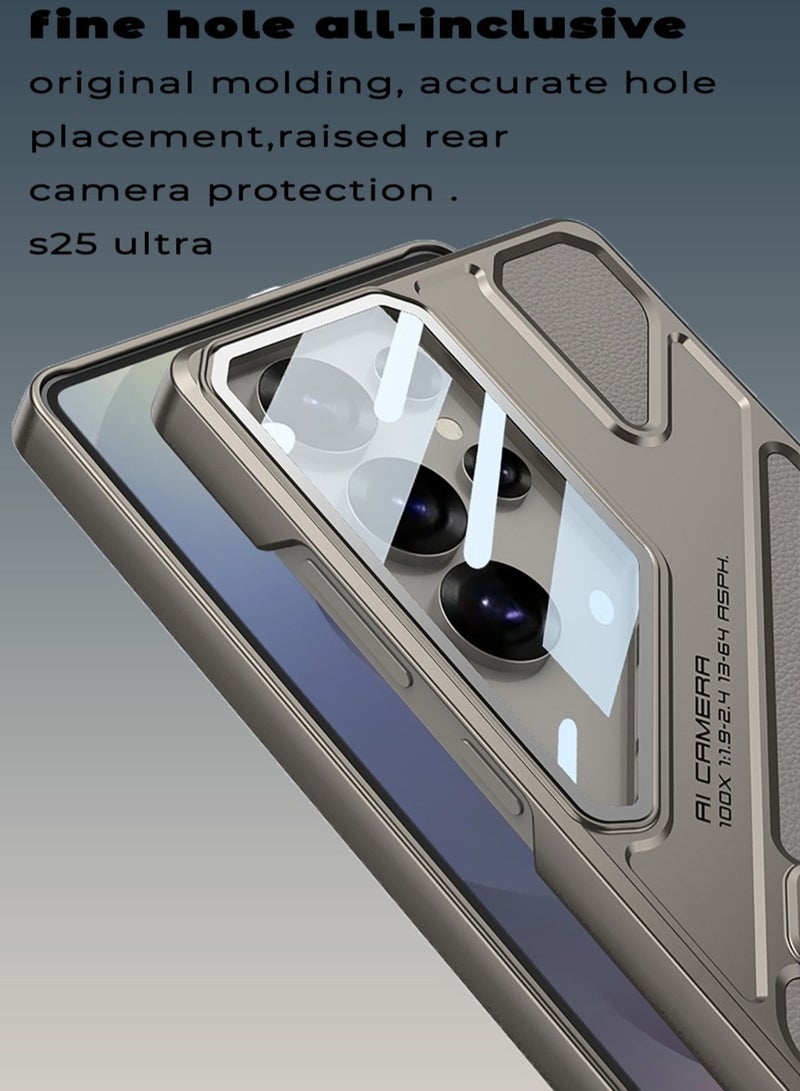 GKK Stylish Protective Case Compatible with Samsung Galaxy S25 Ultra 6.9 inch (2025) , Hard Polycarbonate and Leather All in 1 [Lens Protection & KickStand Holder], Full-Cover, Anti-Drop, All-Round Protection Phone Cover with Pen Slot Design - Pen Not Included  - Image 2