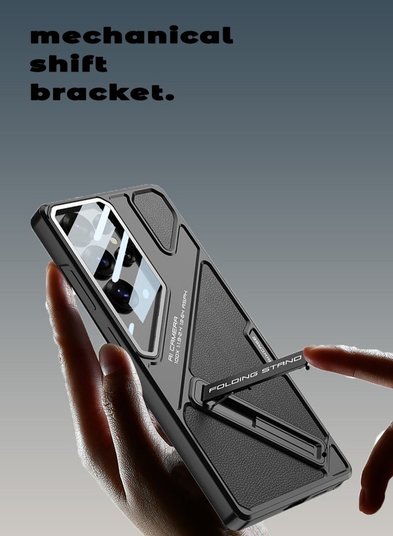 GKK Stylish Protective Case Compatible with Samsung Galaxy S25 Ultra 6.9 inch (2025) , Hard Polycarbonate and Leather All in 1 [Lens Protection & KickStand Holder], Full-Cover, Anti-Drop, All-Round Protection Phone Cover with Pen Slot Design - Pen Not Included  - Image 3