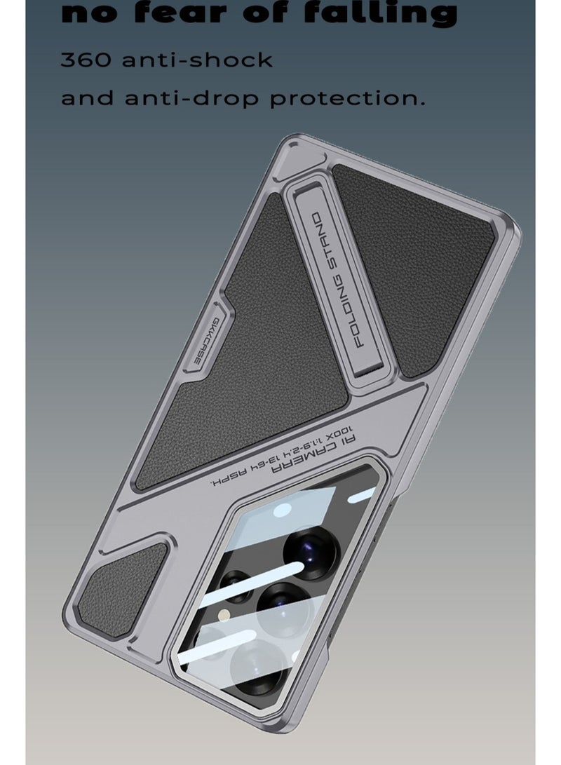 GKK Stylish Protective Case Compatible with Samsung Galaxy S25 Ultra 6.9 inch (2025) , Hard Polycarbonate and Leather All in 1 [Lens Protection & KickStand Holder], Full-Cover, Anti-Drop, All-Round Protection Phone Cover with Pen Slot Design - Pen Not Included  - Image 4