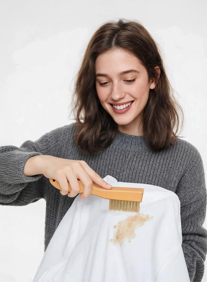 VASSON Natural Soft Boar Bristle Laundry Stain Brush, Laundry Scrub Brush,Laundry Brush for Stains on Clothes, Gentle Stain Remover for Knits, Cotton, and Linens - Image 5