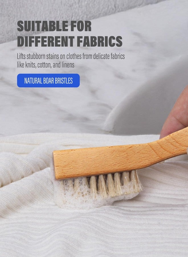 VASSON Natural Soft Boar Bristle Laundry Stain Brush, Laundry Scrub Brush,Laundry Brush for Stains on Clothes, Gentle Stain Remover for Knits, Cotton, and Linens - Image 4