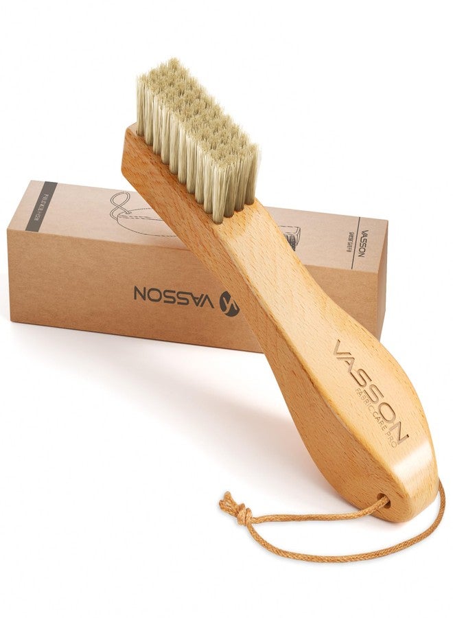 VASSON Natural Soft Boar Bristle Laundry Stain Brush, Laundry Scrub Brush,Laundry Brush for Stains on Clothes, Gentle Stain Remover for Knits, Cotton, and Linens - Image 1