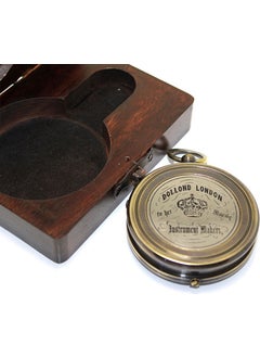 Hediyesahibi Handy Compass with Pattern on Brass Wooden Box  - Image 4