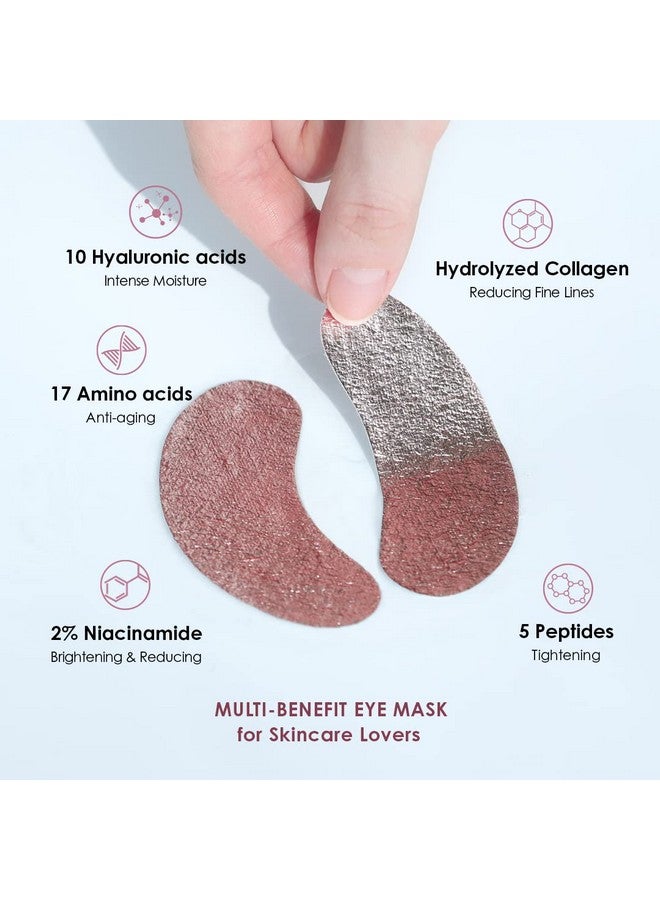 glowiest Sweet Dreams Collagen Glow Rose Gold Eye Masks L Under Eye Patches For Self Care Under Eye Patches Wrinkle Patches L Dark Circles Treatments Collagen Niacinamide Hyaluronic Aid Peptides - Image 2
