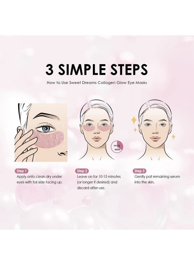glowiest Sweet Dreams Collagen Glow Rose Gold Eye Masks L Under Eye Patches For Self Care Under Eye Patches Wrinkle Patches L Dark Circles Treatments Collagen Niacinamide Hyaluronic Aid Peptides - Image 3