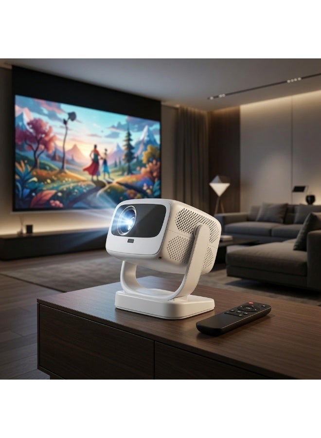 Smartberry HT3 Pro Smart Projector, Electric Focus, Auto Keystone Correction, Dual-Band 5G WiFi, 8K HDR Support, HD Portable Home Theater Projector, USB Multimedia Connectivity & Remote Control, White - Image 3