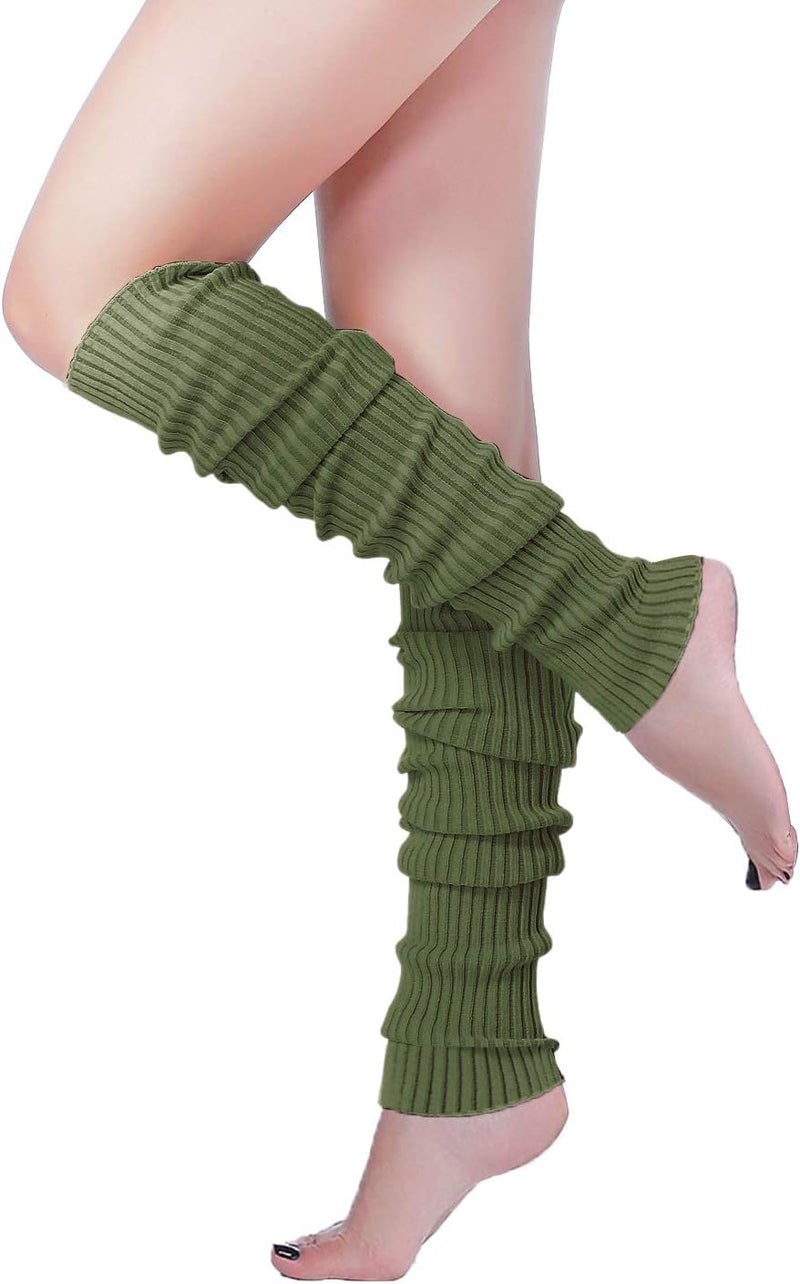 v28 Women Warm Leg Warmers 80s Retro Party Costume Knit Ballet Neon Long Socks - Image 1