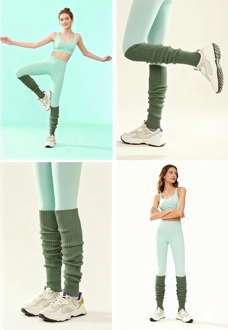 v28 Women Warm Leg Warmers 80s Retro Party Costume Knit Ballet Neon Long Socks - Image 3