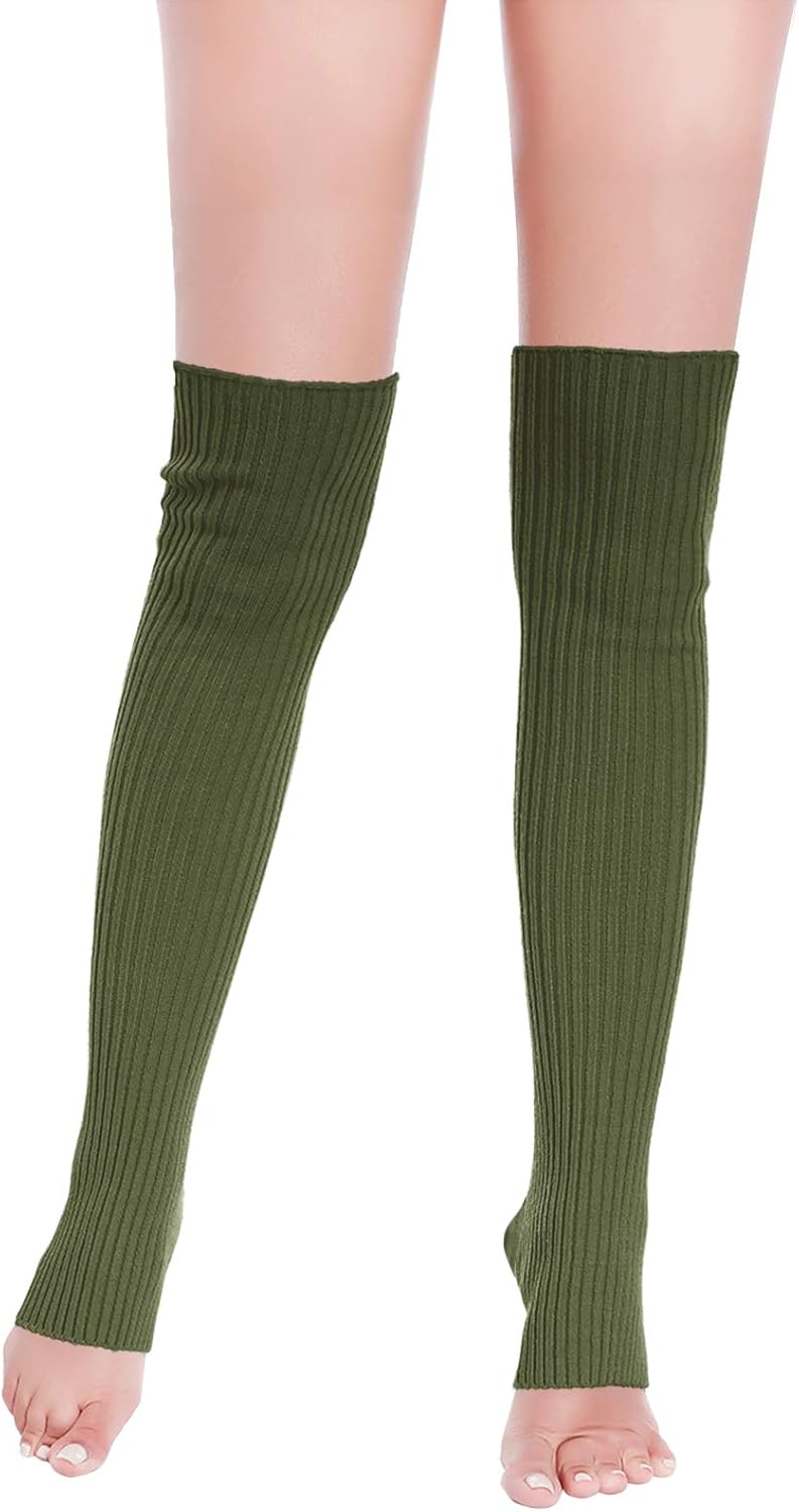 v28 Women Warm Leg Warmers 80s Retro Party Costume Knit Ballet Neon Long Socks - Image 2