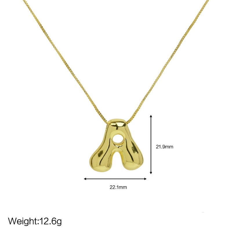 Qitian Balloon Initial Necklaces for Women Girls,Bubble Letter Necklace Polished Brass 18K Gold Plated Dainty Alphabet Pendant Puffy Name Personalized Jewelry Gift, QT-FP240202 - Image 5