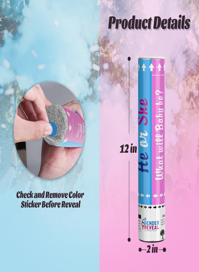 POPUPARTY 2 Pack Gender Reveal Confetti smoke Powder Cannon | 1 Pink & 1 Blue Confetti and Powder Poppers | Ideal for Baby Girl or Boy Gender Reveal Decoration and party - Image 4