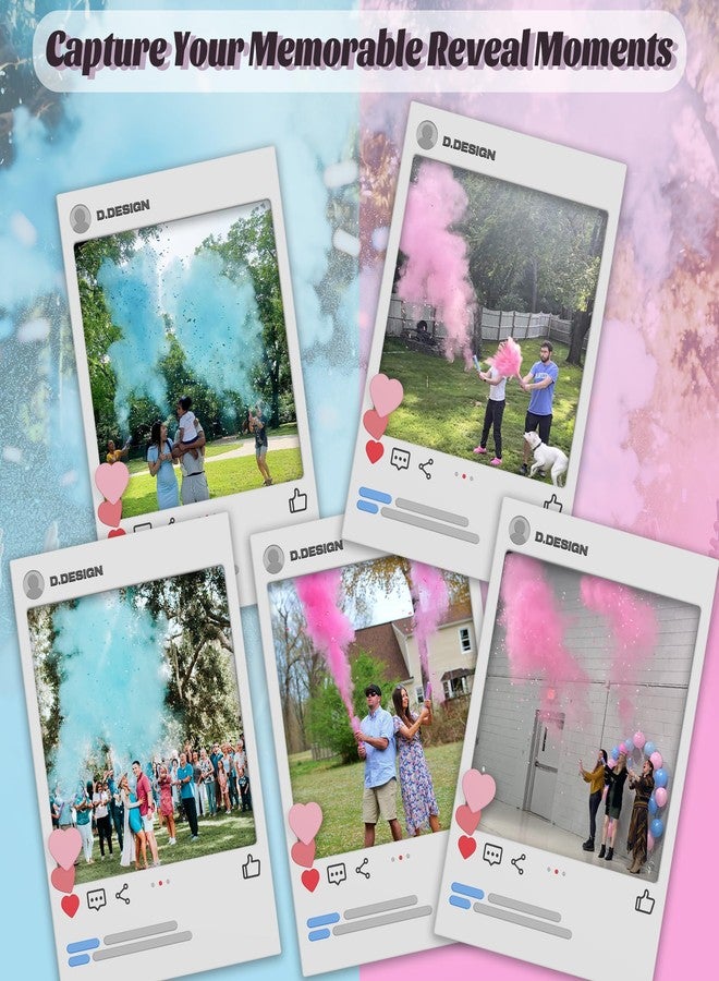 POPUPARTY 2 Pack Gender Reveal Confetti smoke Powder Cannon | 1 Pink & 1 Blue Confetti and Powder Poppers | Ideal for Baby Girl or Boy Gender Reveal Decoration and party - Image 5