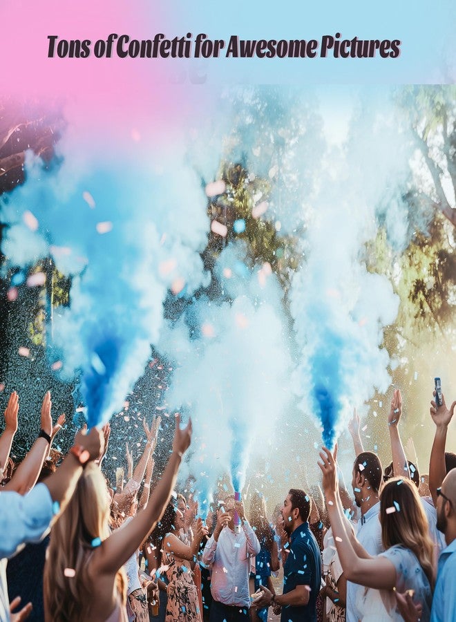 POPUPARTY 2 Pack Gender Reveal Confetti smoke Powder Cannon | 1 Pink & 1 Blue Confetti and Powder Poppers | Ideal for Baby Girl or Boy Gender Reveal Decoration and party - Image 2