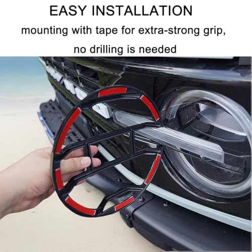 YOCTM غطاء واقي لمصباح الرأس الأمامي متوافق مع فورد برونكو 2021 2022 2023 2024 2025 مجموعة زينة خارجية غلاف مصابيح الرأس 2-pack (أسود) - Image 5