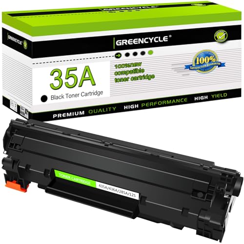 greencycle 1 Pack Compatible CB435A 35A Black Toner Cartridge Replacement for HP Laserjet P1005 P1006 P1007 P1008 P1009 Printer - Image 1