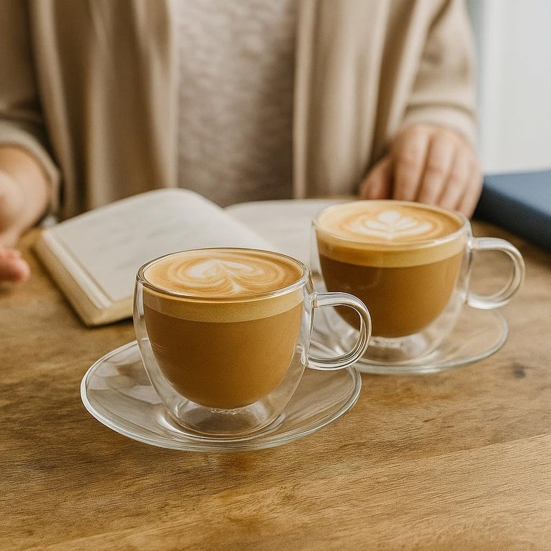 BS B&S Double Wall Glass Cup 120ml | Heat Resistant Espresso & Tea Cup Set | Borosilicate Glass | Insulated Design | 2pcs Kitchen Accessory | Eco-Friendly | Durable & Elegant Coffee Glassware - Image 5