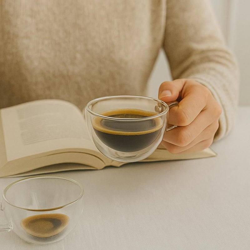 BS B&S Double Wall Glass Cup 120ml | Heat Resistant Espresso & Tea Cup Set | Borosilicate Glass | Insulated Design | 2pcs Kitchen Accessory | Eco-Friendly | Durable & Elegant Coffee Glassware - Image 1