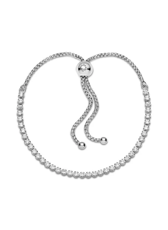 PANDORA  Rhodium plated sterling silver bracelet with clear cubic zirconia for Women | Best Price UAE