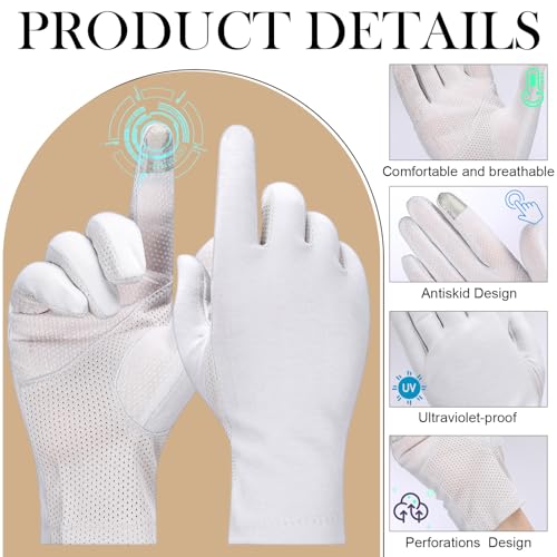 Leumoi 4 Pairs Women UV Gloves Sun Protection Women's Cycling Driving Touchscreen Gloves(White, Ash Pink, Cameo Brown, Light Skin Color,Simple Style) - Image 4