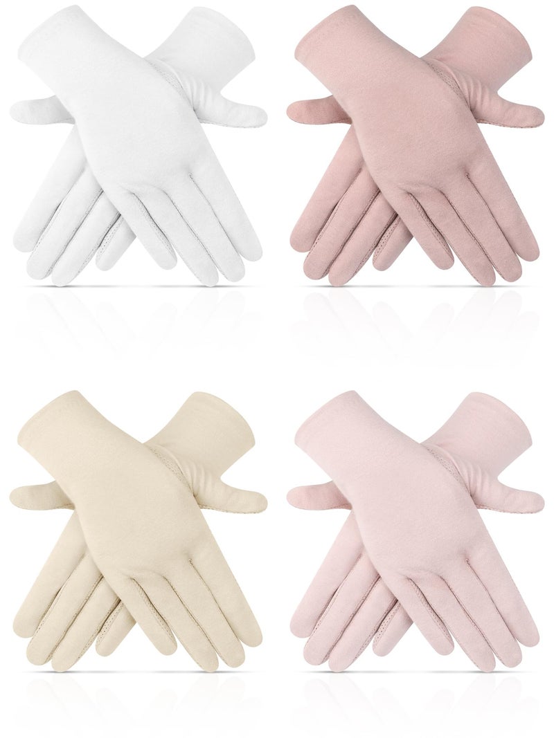 Leumoi 4 Pairs Women UV Gloves Sun Protection Women's Cycling Driving Touchscreen Gloves(White, Ash Pink, Cameo Brown, Light Skin Color,Simple Style) - Image 1