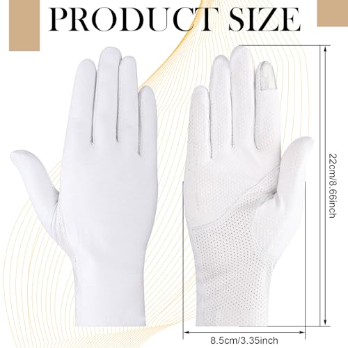 Leumoi 4 Pairs Women UV Gloves Sun Protection Women's Cycling Driving Touchscreen Gloves(White, Ash Pink, Cameo Brown, Light Skin Color,Simple Style) - Image 3