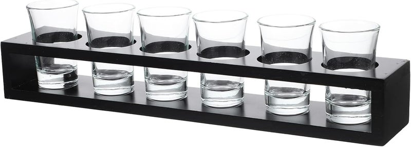 woobles Shot Glasses Set Wood Craft Beer Flight Sampler Tray Serving Set Shot Glass Tray Holder with Glasses - Image 1