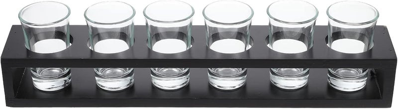 woobles Shot Glasses Set Wood Craft Beer Flight Sampler Tray Serving Set Shot Glass Tray Holder with Glasses - Image 2