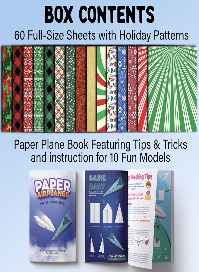 Pelto Paper Airplane Kit, Toys for Ages 8-13 Instruction Book, 60 Holiday Sheets, Christmas Gift Box, Stocking Stuffers Ideas for Boys 8-12 Christmas Stocking Stuffers for Kids, Christmas Crafts 2024 - Image 2