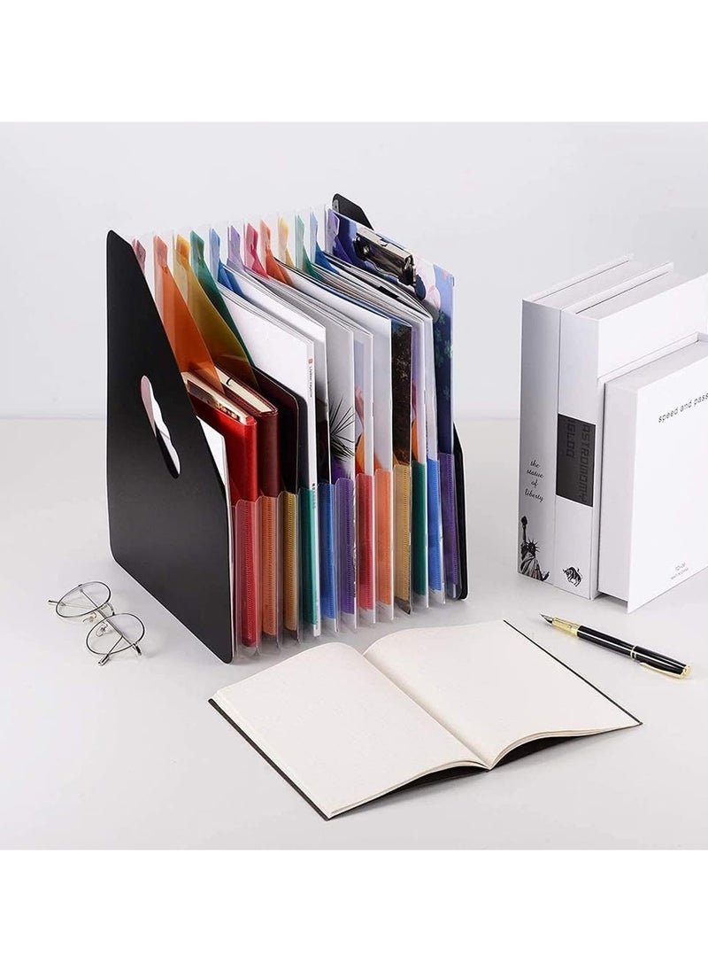 NIIMBOT - Pockets File Folder A4 Vertical File Organizer Expanding File Holder for Students Examination Paper,Bills,Office,Study,Black bookstand style - Image 1