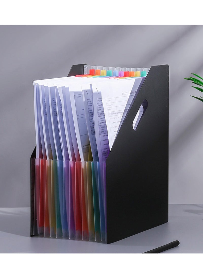 NIIMBOT - Pockets File Folder A4 Vertical File Organizer Expanding File Holder for Students Examination Paper,Bills,Office,Study,Black bookstand style - Image 1