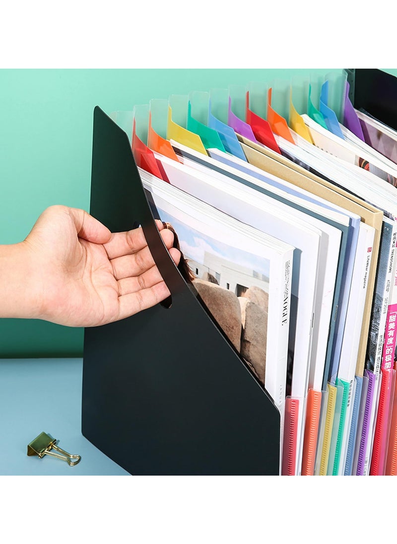 NIIMBOT - Pockets File Folder A4 Vertical File Organizer Expanding File Holder for Students Examination Paper,Bills,Office,Study,Black bookstand style - Image 1