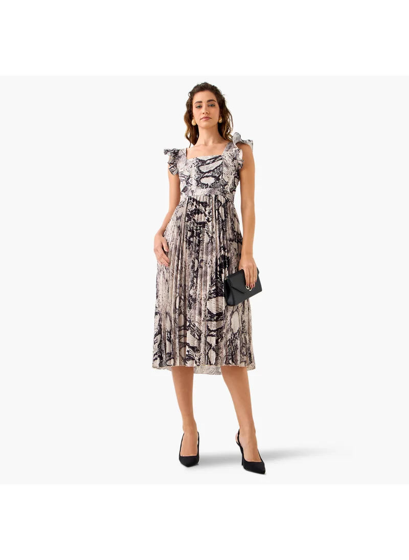 سبلاش فيڤ Pleated Midi Dress with Ruffle Sleeves