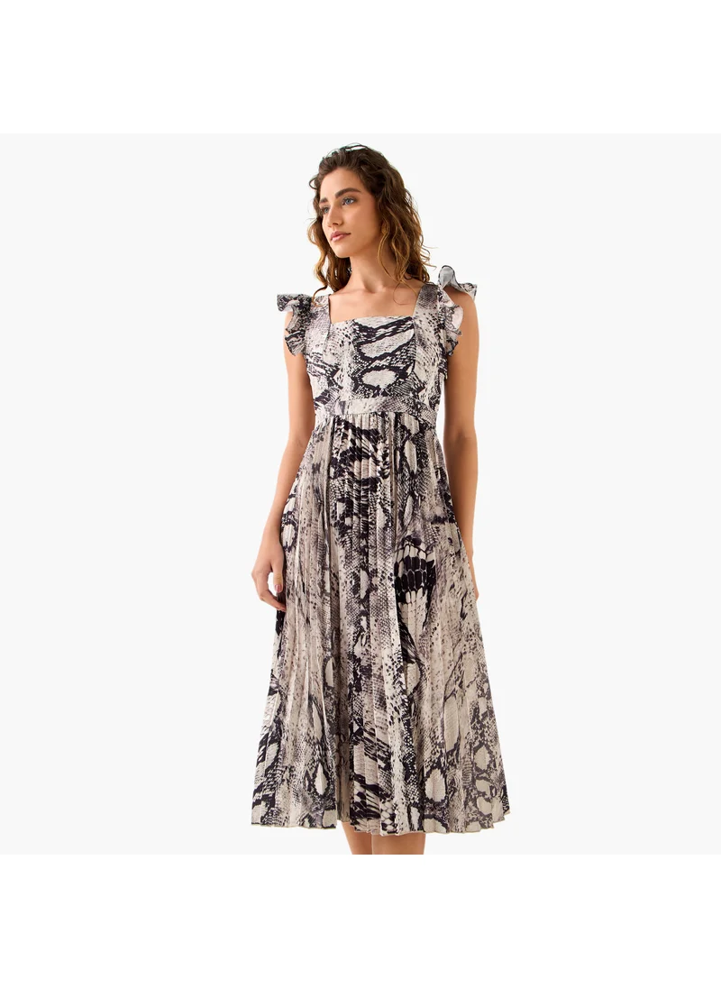 سبلاش فيڤ Pleated Midi Dress with Ruffle Sleeves